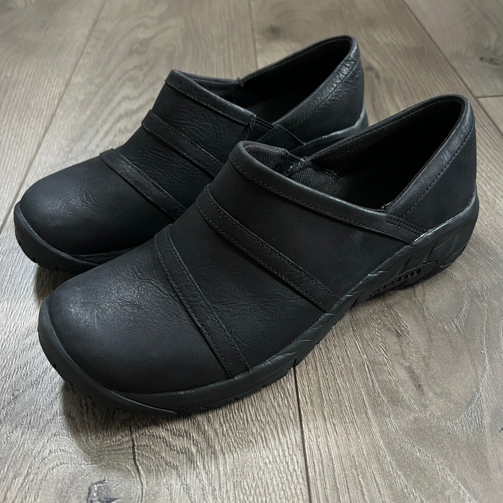 Merrell‎ Encore Moc 4 Black Leather Womens 8 Slip On Sneaker Comfort Work